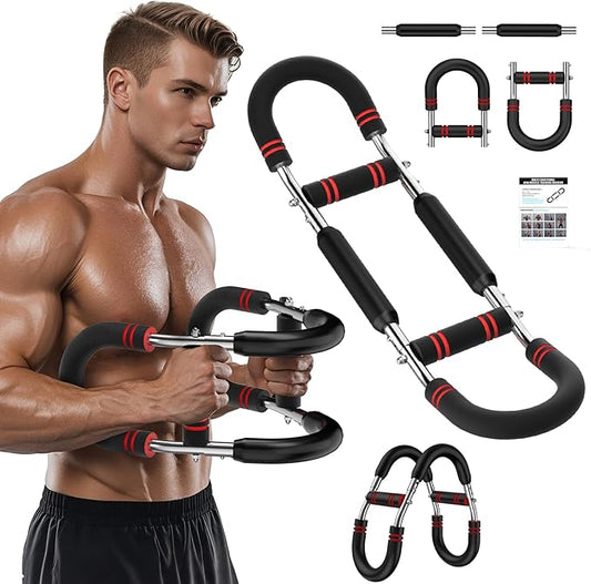 Adjustable Power Twist Arm Trainer (30-120 lbs), Chest and Forearm Strength Training Bar, Anti-Bending Spring No Deformation, Portable Upper Body Home Fitness Equipment, Unisex